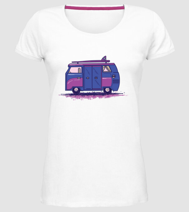 Mașină de camping model alb pe tricou