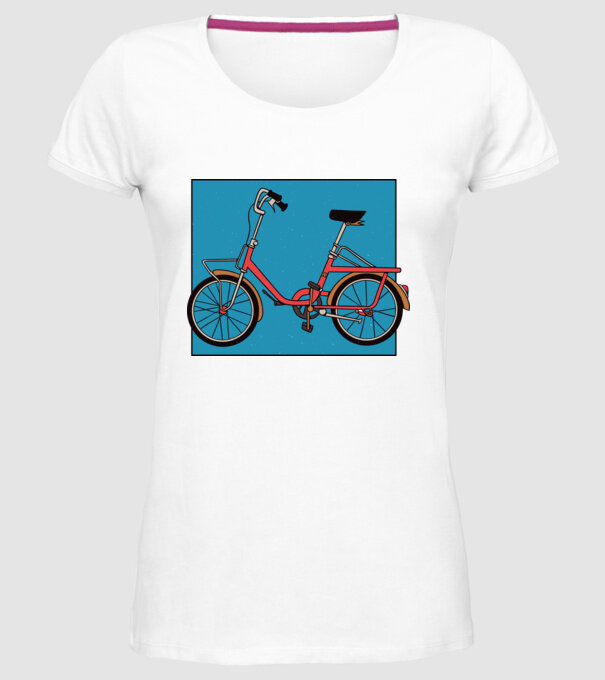 Bicicletă Camping model alb pe tricou