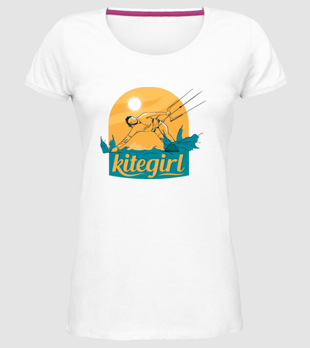 Tricou Kitegirl Kitesurf model alb pe tricou