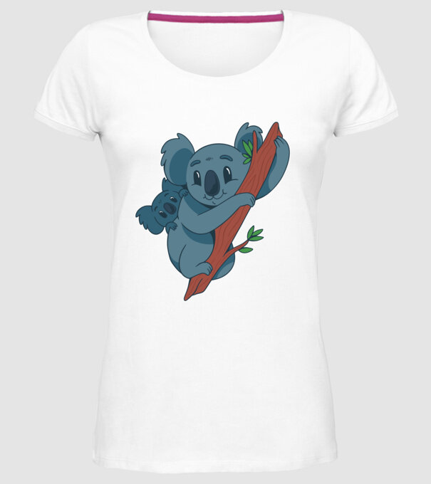 Coala model alb pe tricou