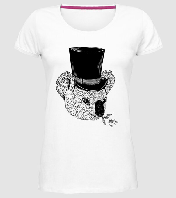 Cilindru Koala model alb pe tricou