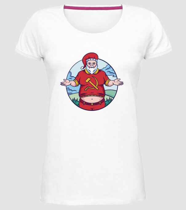 Moș Crăciun comunist model alb pe tricou