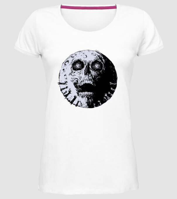 Craniu Lună model alb pe tricou