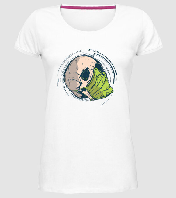 Craniu cu mască model alb pe tricou
