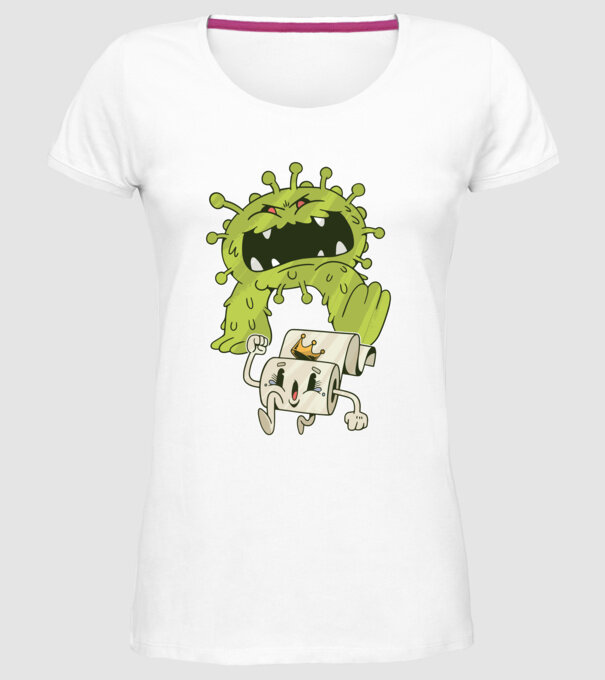Coronavirus Monstru model alb pe tricou
