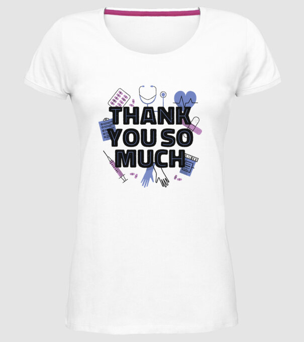 Mulțumim foarte mult - pentru medici model alb pe tricou