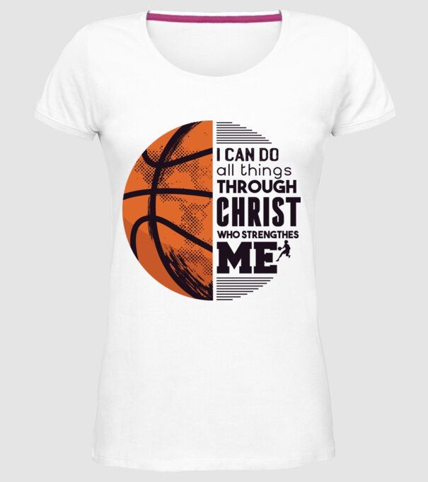 Cu ajutorul lui Hristos reușim Baschetbalist model alb pe tricou