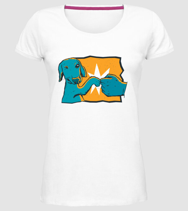 Prietenie Câine Om model alb pe tricou