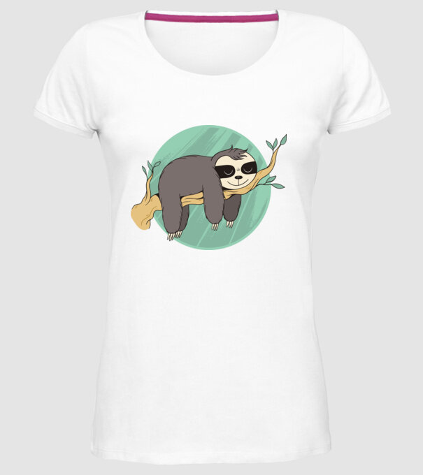 Leneș odihnă model alb pe tricou