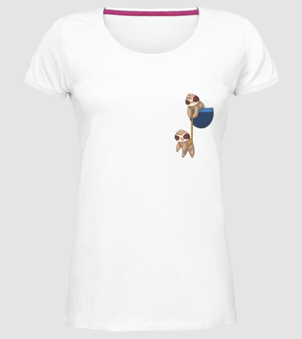Leneș cu buzunar model alb pe tricou