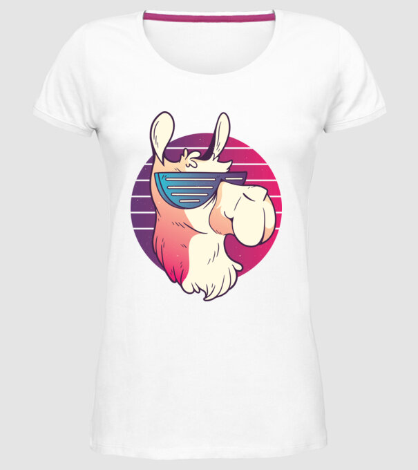 Llama ochelari de soare retro tricou model alb pe tricou