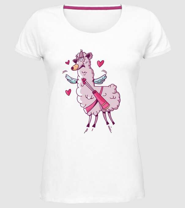 'Dragoste Llama pentru Valentine''s Day' model alb pe tricou