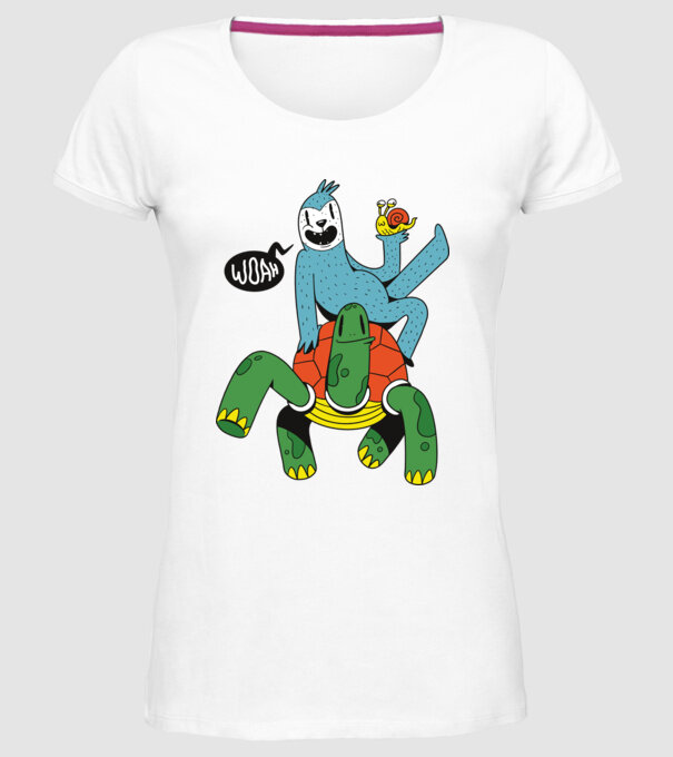 Animale lente model alb pe tricou