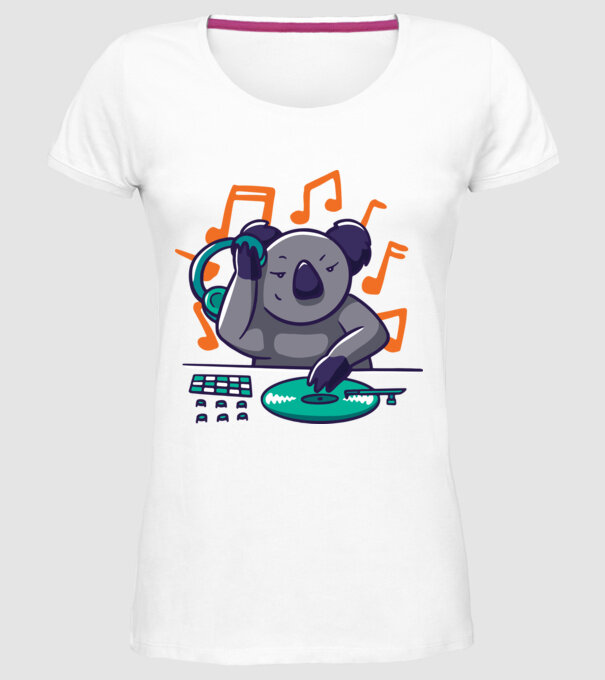 Koala DJ model alb pe tricou