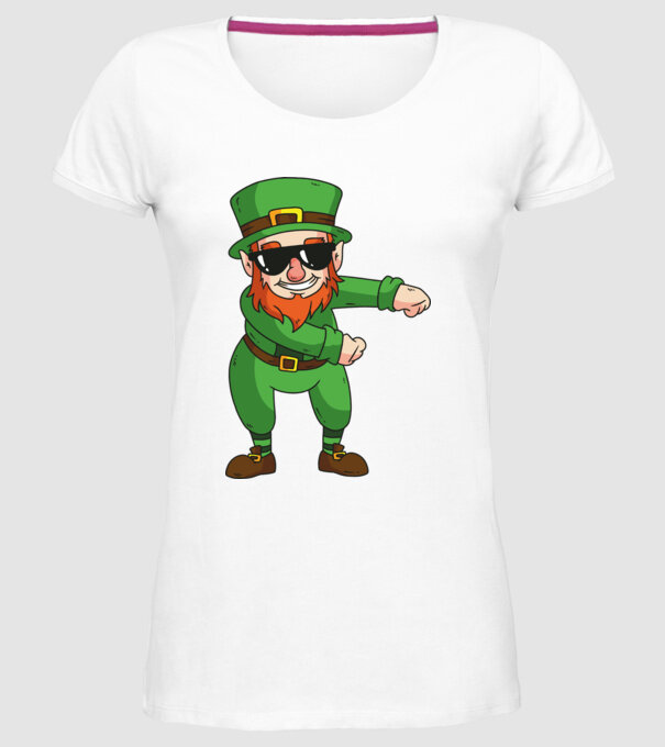 Leprechaun Floss DAB model alb pe tricou