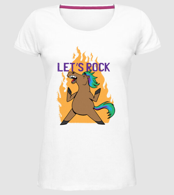 'Let''s Rock - Călăreț' model alb pe tricou