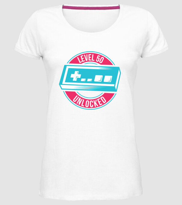 Level 50 Unlocked 50th Birthday model alb pe tricou