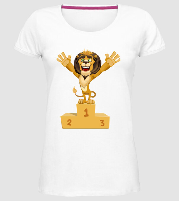 lion champion model alb pe tricou