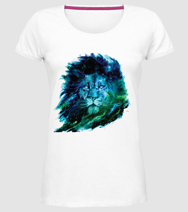 lion color splash model alb pe tricou