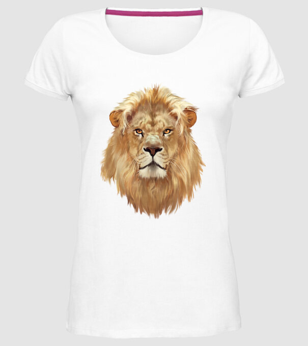 lion head paint model alb pe tricou