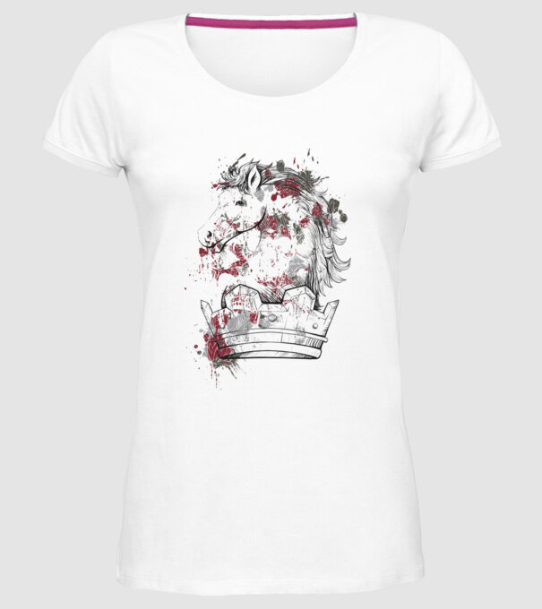 Coroană Cal - Șah model alb pe tricou