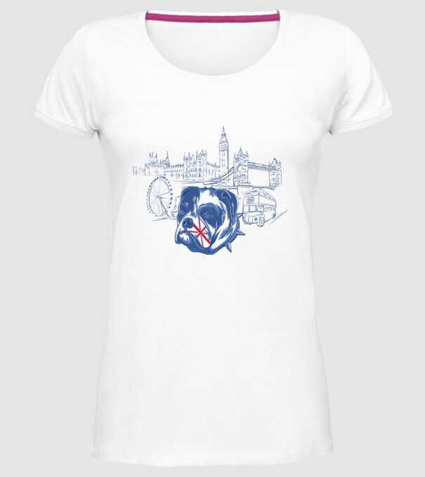 London Bulldog model alb pe tricou