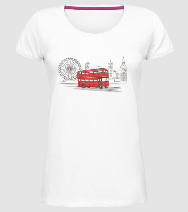 London Bus model alb pe tricou