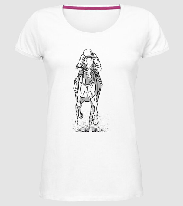 Cursă de cai model alb pe tricou