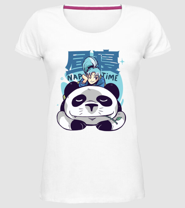 Anime Panda relaxare model alb pe tricou