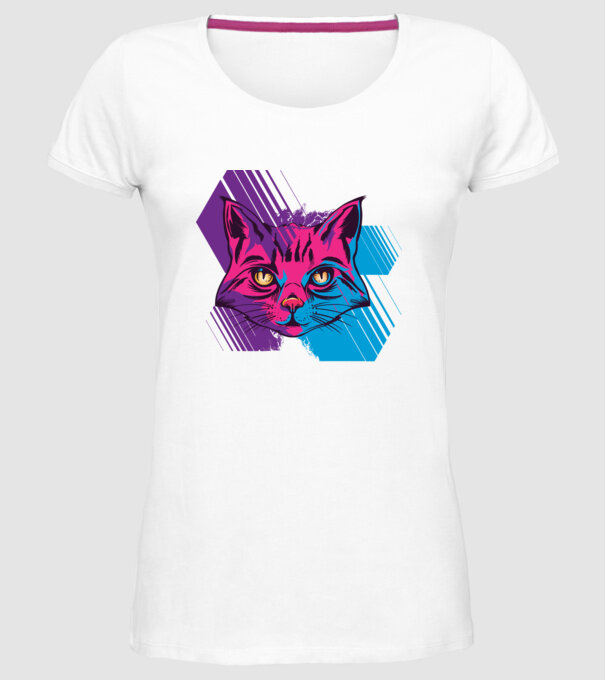 Cap pisică colorat model alb pe tricou