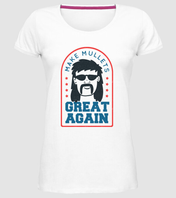 Make Mullets Great Again model alb pe tricou