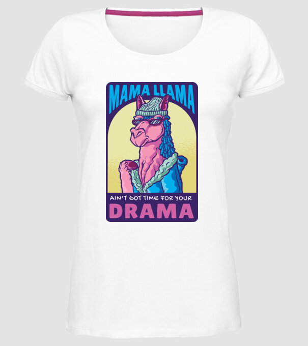Mama Lama model alb pe tricou