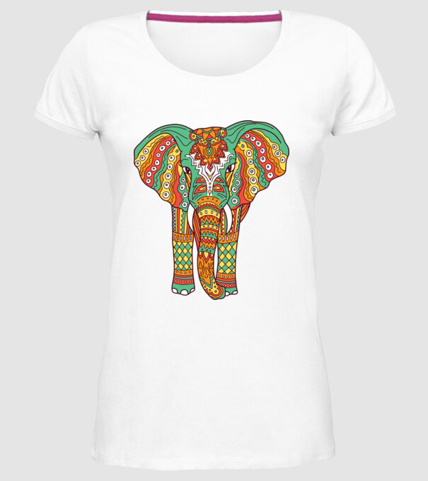 Mandala Elefant model alb pe tricou