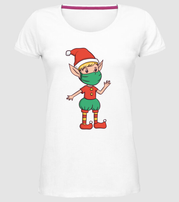 Elf cu mască model alb pe tricou