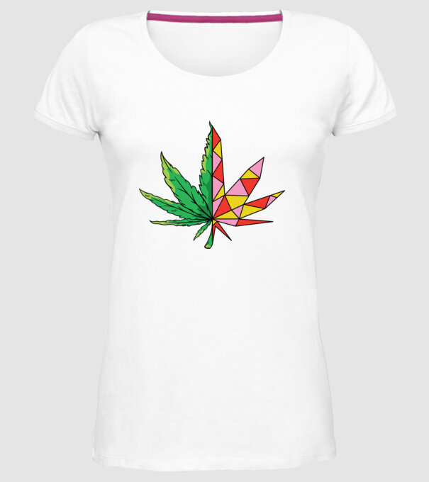 Frunză de marijuana model alb pe tricou