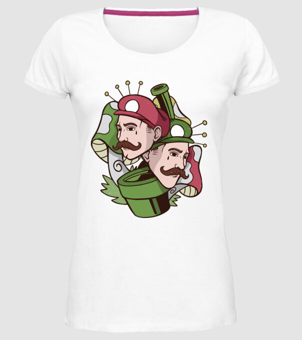 Mario și Luigi model alb pe tricou