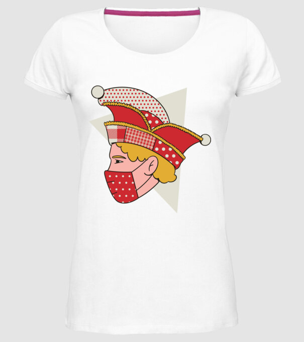Covid joker model alb pe tricou
