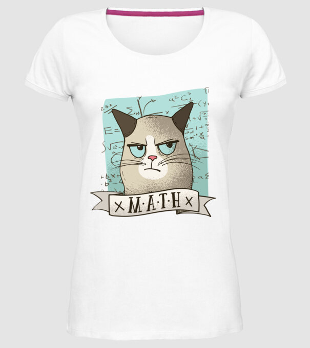 Pisică Matematică model alb pe tricou