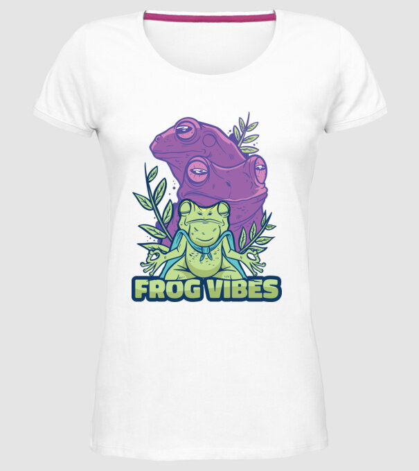 Broasca meditatoare model alb pe tricou