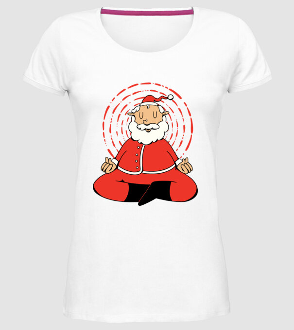 Moș Crăciun meditând model alb pe tricou