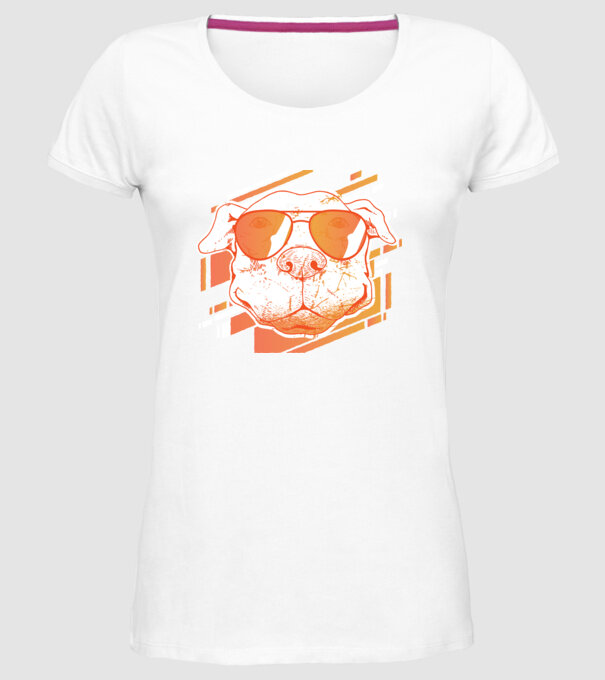 Pitbull Cool în ochelari de soare model alb pe tricou