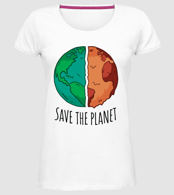 Salvați planeta model alb pe tricou