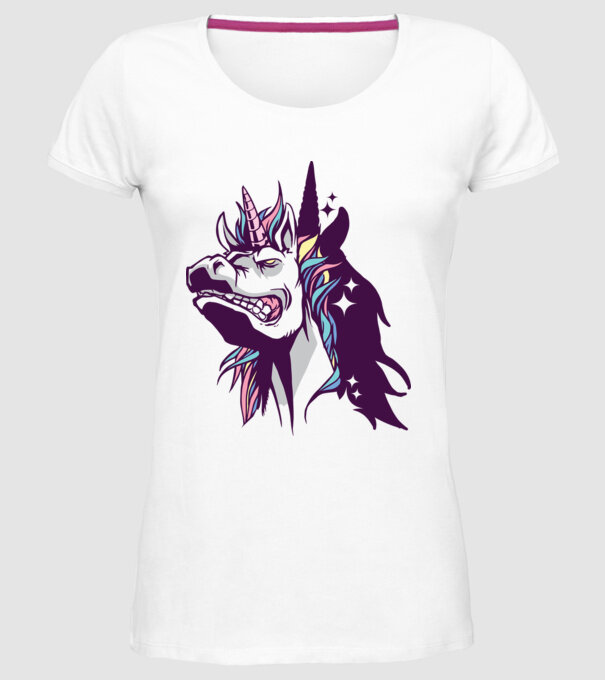 Unicorn supărat model alb pe tricou