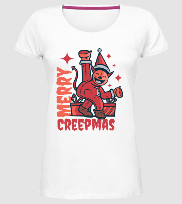 Merry Creepmas model alb pe tricou