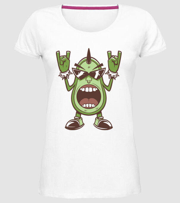 Avocado Metal model alb pe tricou