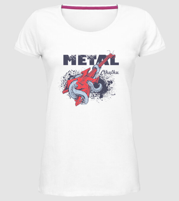 Metal Cthulhu model alb pe tricou