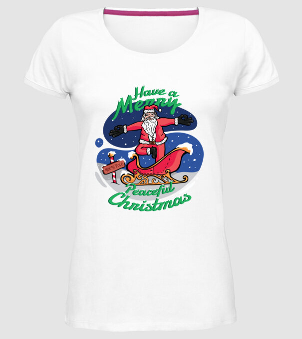 Moș Crăciun Yoga model alb pe tricou