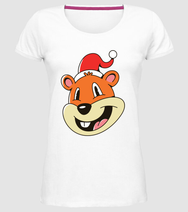 Moș Crăciun Veveriță model alb pe tricou