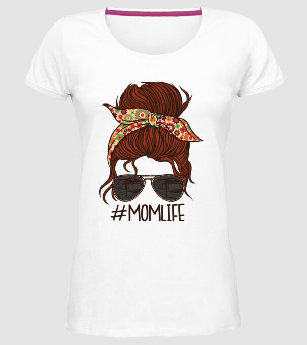 Momlife Hashtag model alb pe tricou