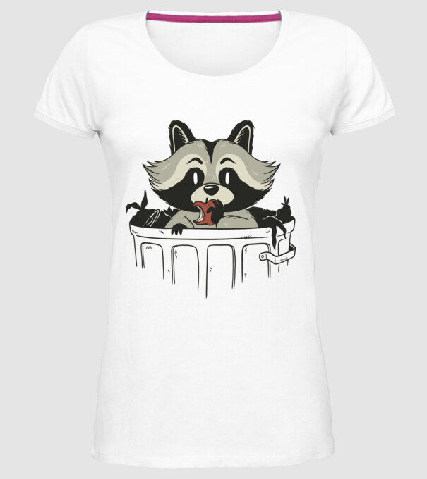 Raton în coș de gunoi model alb pe tricou